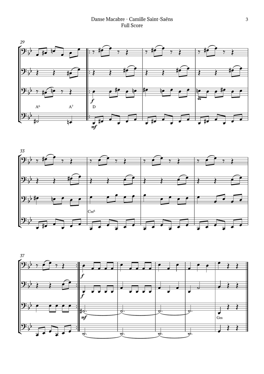 Danse Macabre by Camille Saint-Saëns Bassoon Quartet scores gallery preview page 3