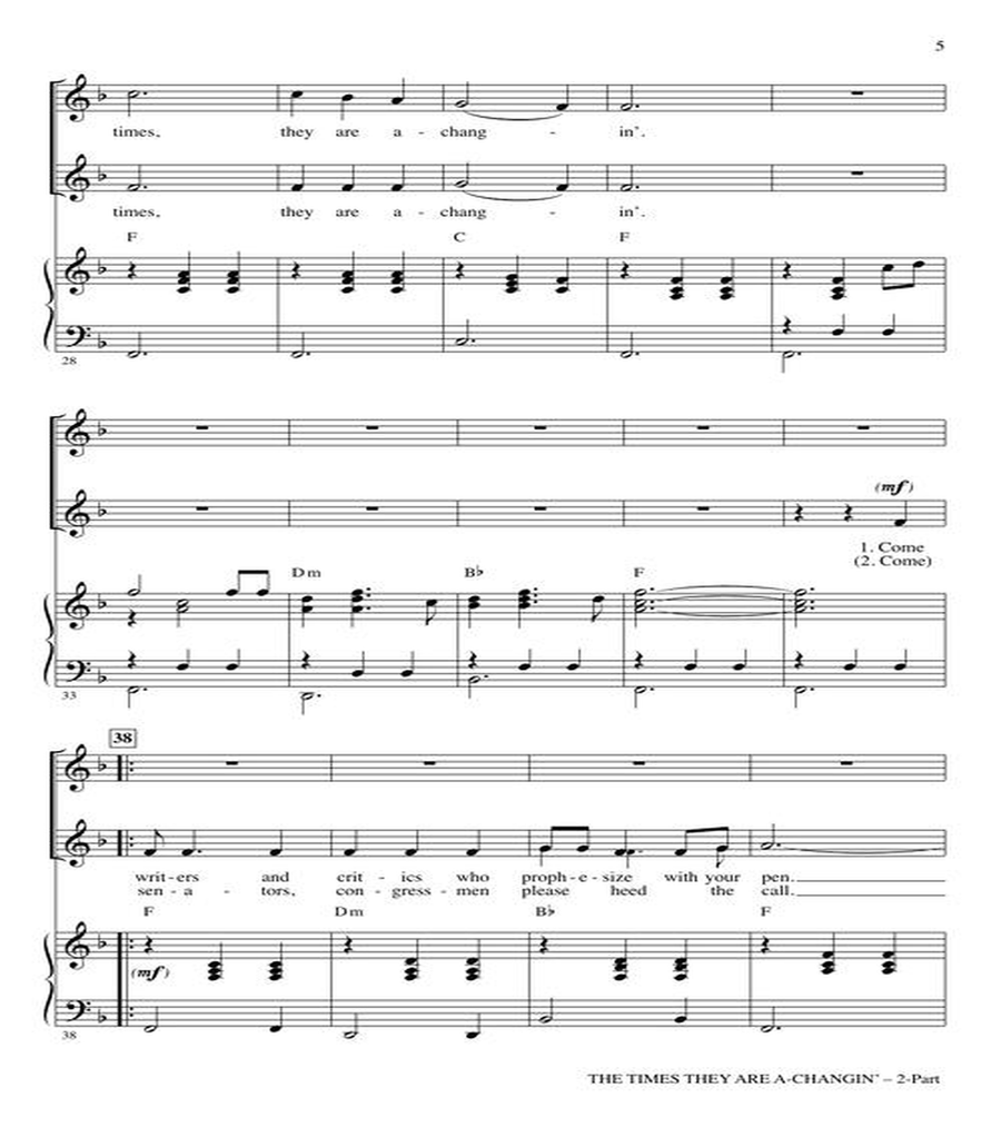 The Times They Are A-Changin' 2-Part scores gallery preview page 4
