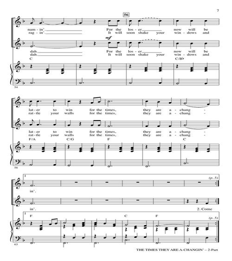 The Times They Are A-Changin' 2-Part scores gallery preview page 5