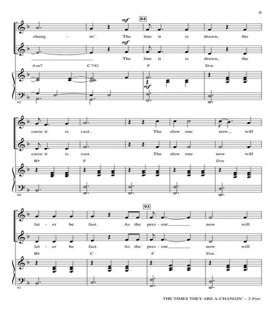 The Times They Are A-Changin' 2-Part scores gallery preview page 6
