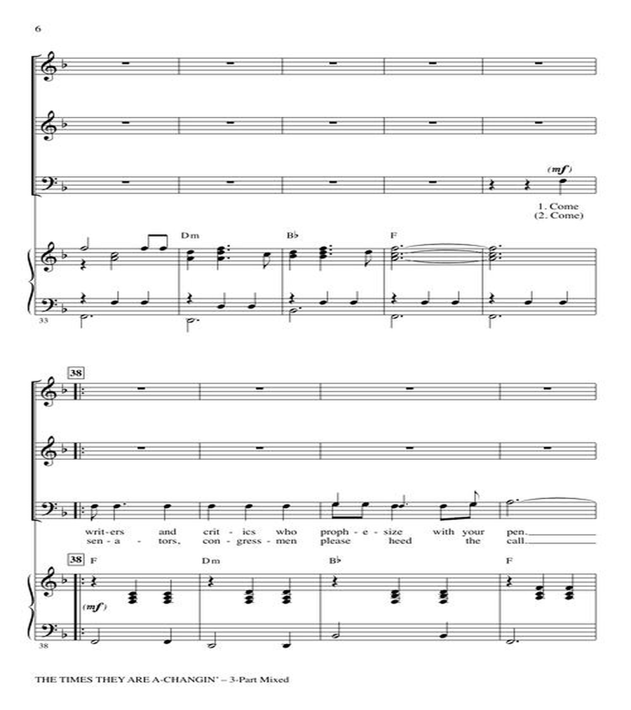 The Times They Are A-Changin' 3-Part scores gallery preview page 4
