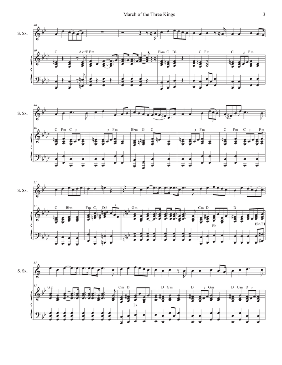 March of the Three Kings (Soprano Saxophone and Piano) Soprano Saxophone scores gallery preview page 3