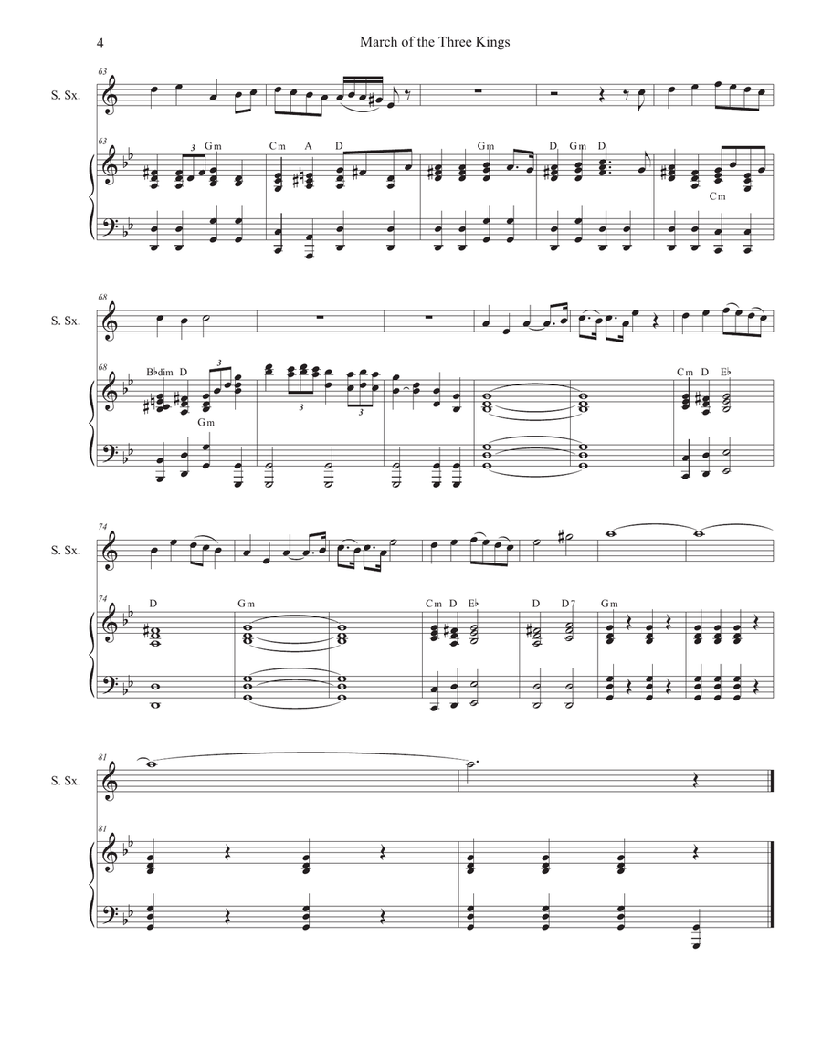 March of the Three Kings (Soprano Saxophone and Piano) Soprano Saxophone scores gallery preview page 4