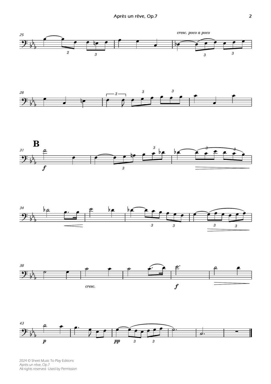 Après un rêve, Op.7 - Cello and Piano (Individual Parts) Piano scores gallery preview page 2