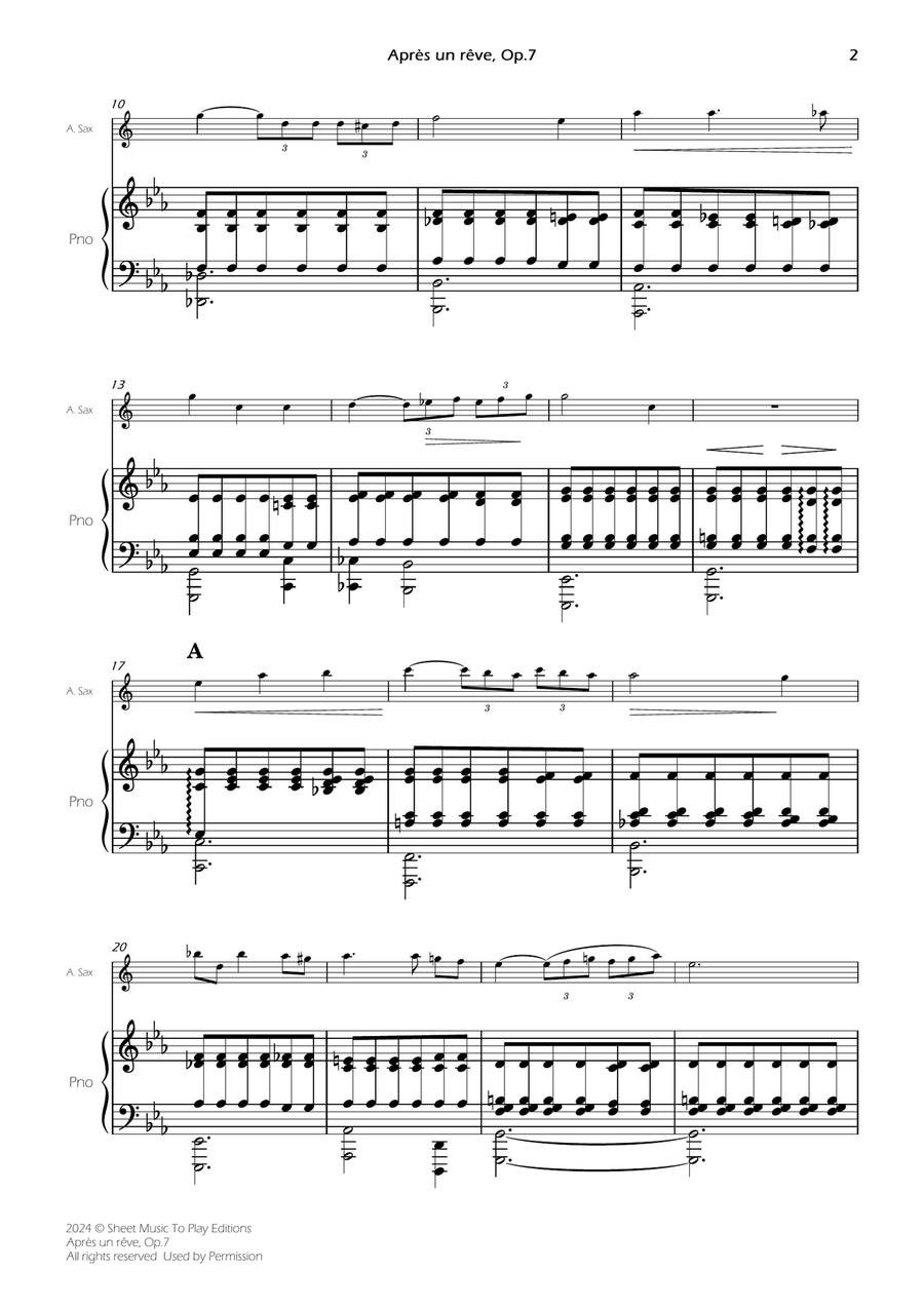 Après un rêve, Op.7 - Alto Sax and Piano (Full Score and Parts) Alto Saxophone scores gallery preview page 4