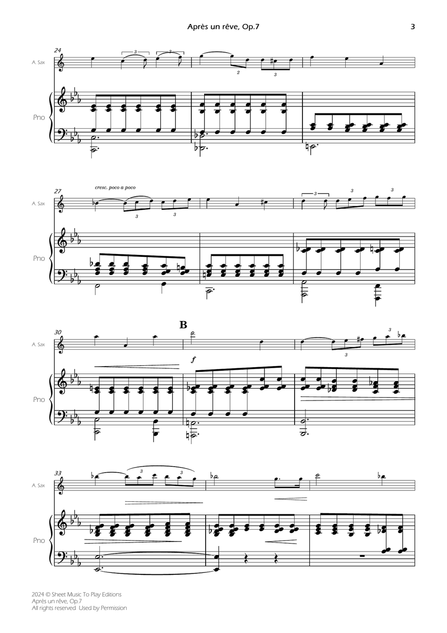 Après un rêve, Op.7 - Alto Sax and Piano (Full Score and Parts) Alto Saxophone scores gallery preview page 5