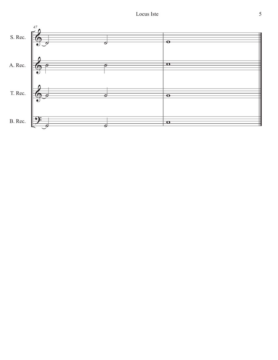 Locus Iste (Anton Bruckner) for Recorder Quartet Chamber Music scores gallery preview page 5