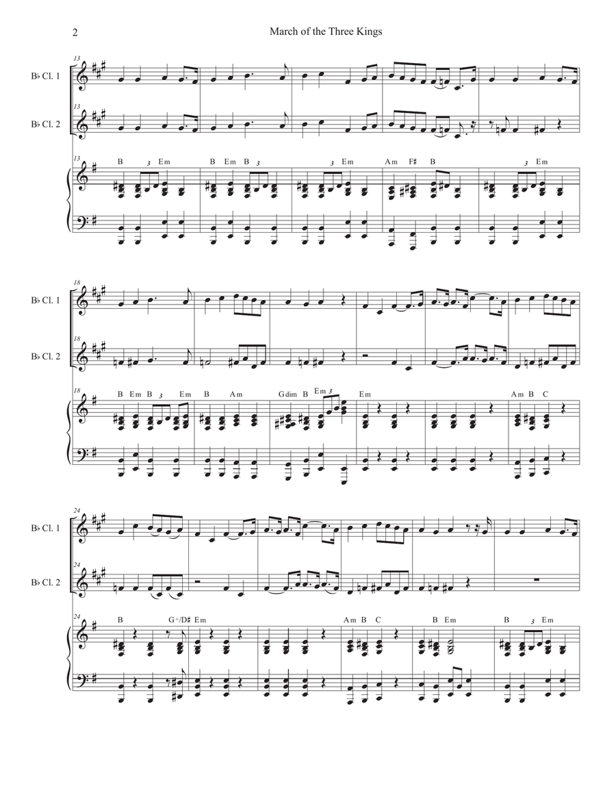 March of the Three Kings (Duet for Bb-Clarinet) Clarinet Duet scores gallery preview page 2