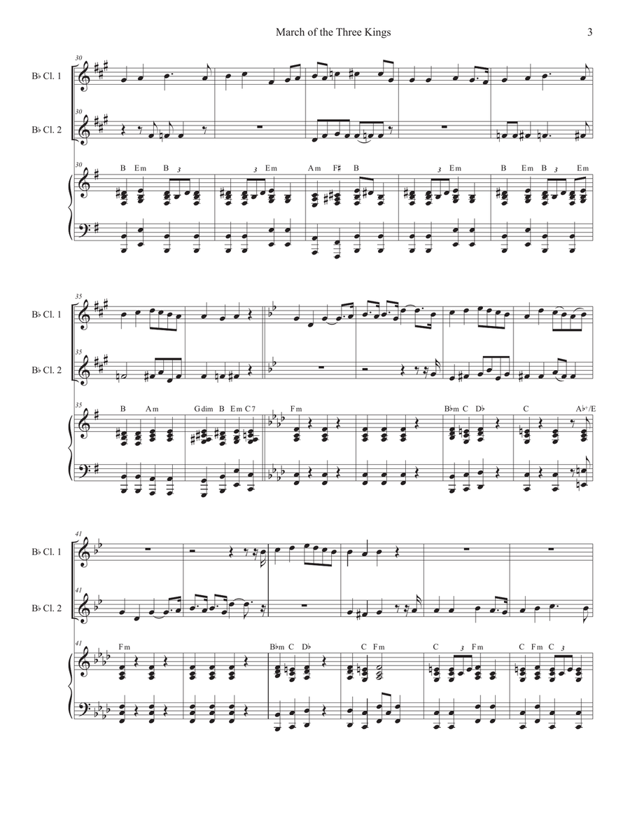 March of the Three Kings (Duet for Bb-Clarinet) Clarinet Duet scores gallery preview page 3