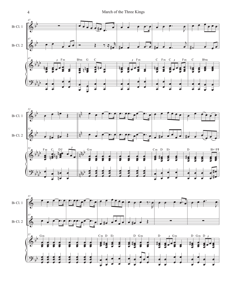 March of the Three Kings (Duet for Bb-Clarinet) Clarinet Duet scores gallery preview page 4