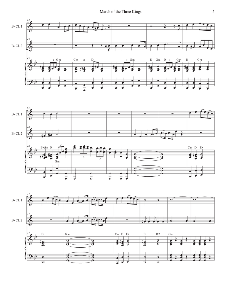 March of the Three Kings (Duet for Bb-Clarinet) Clarinet Duet scores gallery preview page 5