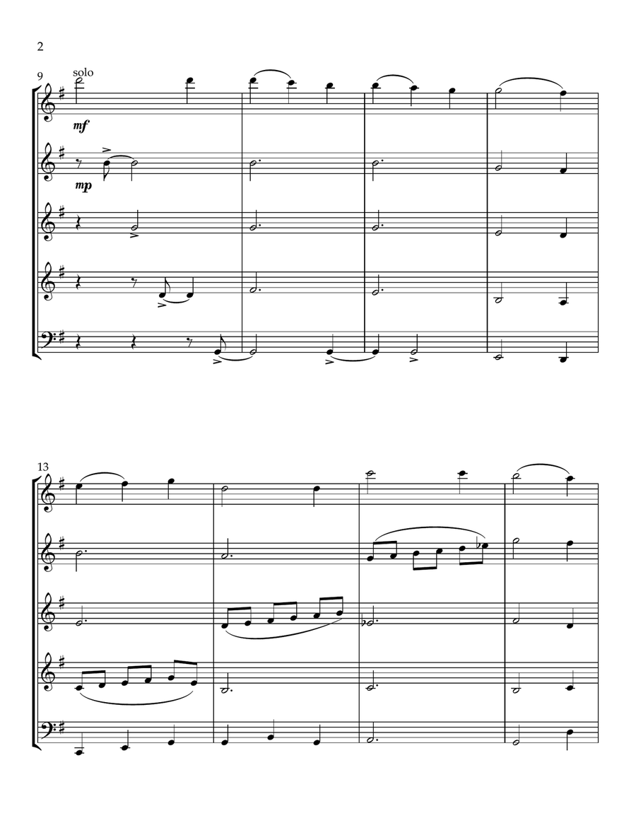 Bring A Torch Jeanette Isabella Woodwind Quintet scores gallery preview page 2