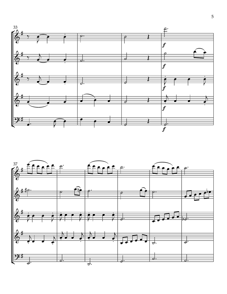Bring A Torch Jeanette Isabella Woodwind Quintet scores gallery preview page 5