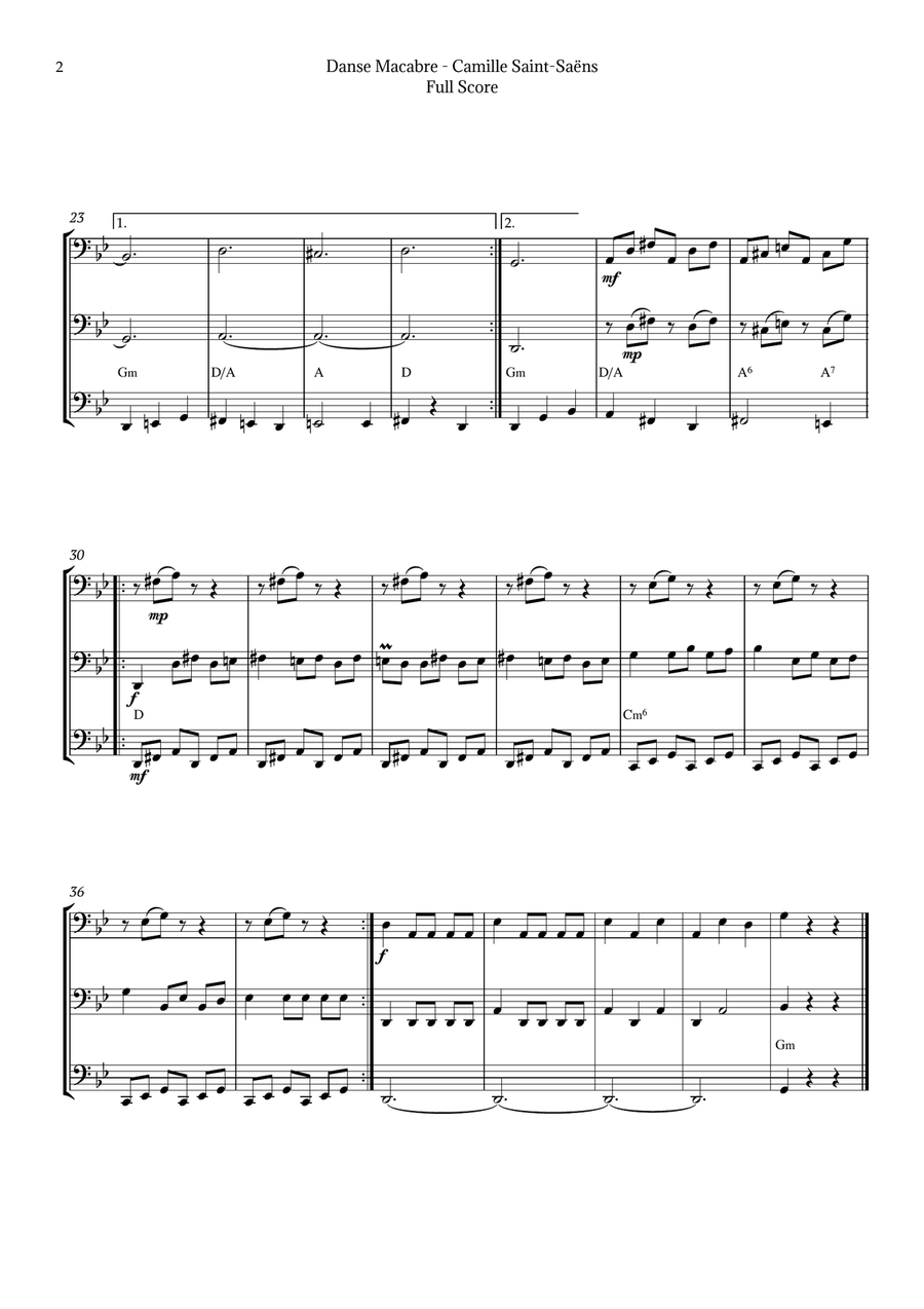 Danse Macabre by Camille Saint-Saëns Bassoon Quartet scores gallery preview page 2
