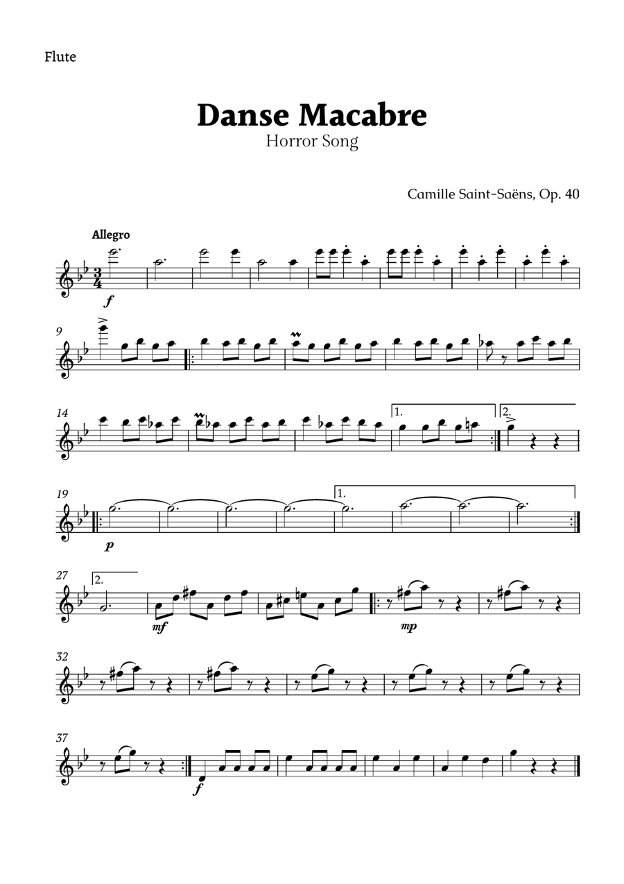 Danse Macabre by Camille Saint-Saëns Woodwind Trio scores gallery preview page 3