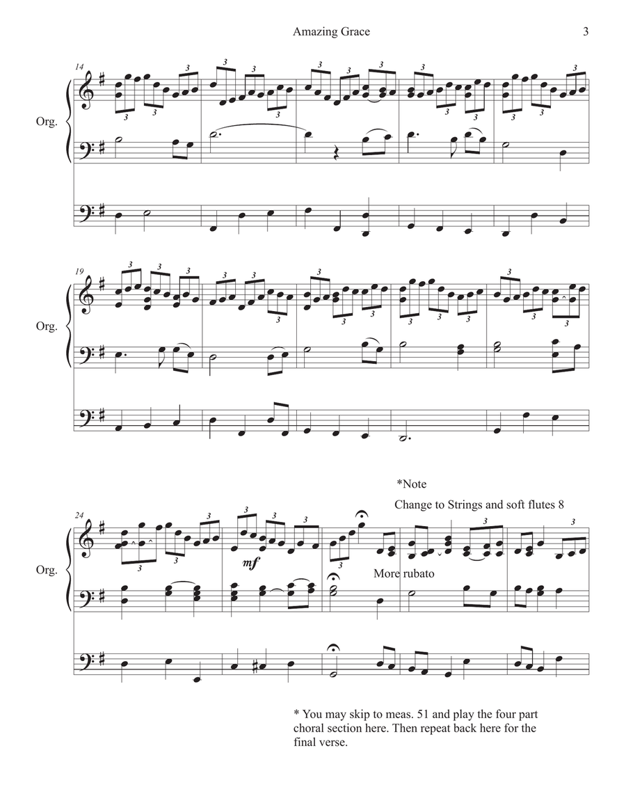 Amazing Grace Jesu Organ Solo Advanced Organ Solo scores gallery preview page 3