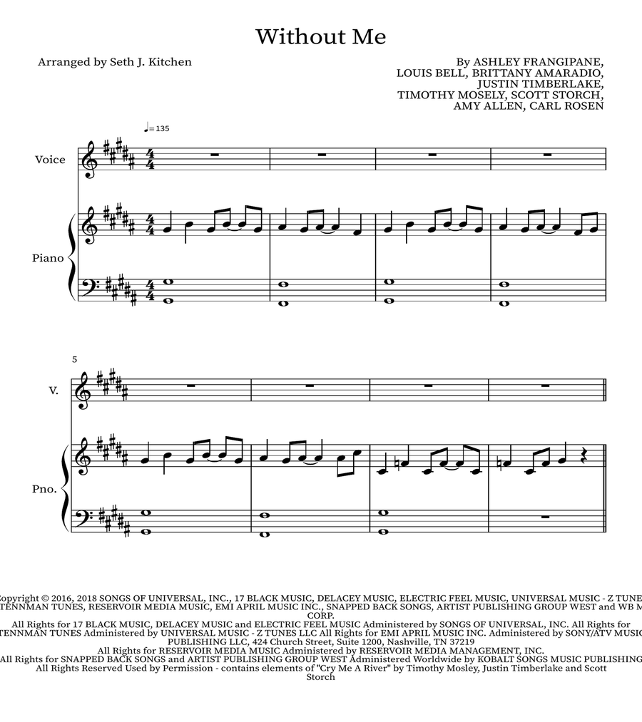 Without Me Voice scores gallery preview page 1