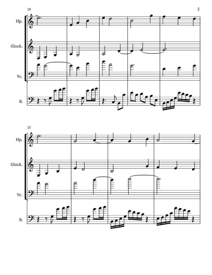 A 22 for Harp, Glockenspiel, 'cello, Upright Bass Cello scores gallery preview page 2