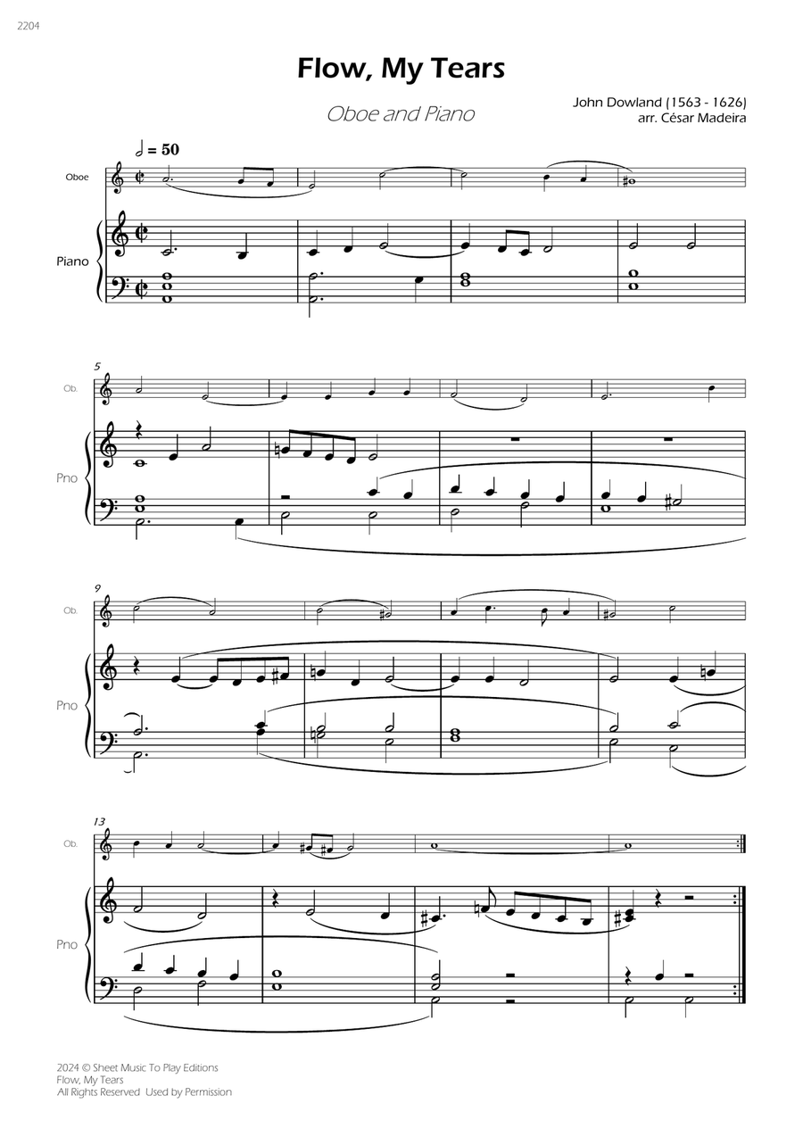 Flow My Tears - Oboe and Piano (Full Score and Parts) Piano scores gallery preview page 3