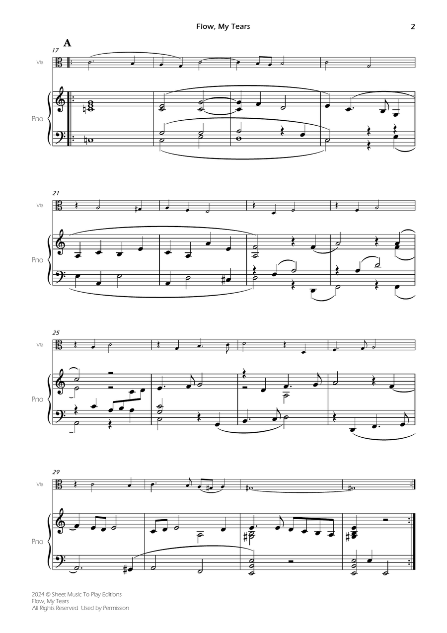Flow My Tears - Viola and Piano (Full Score) Piano scores gallery preview page 2