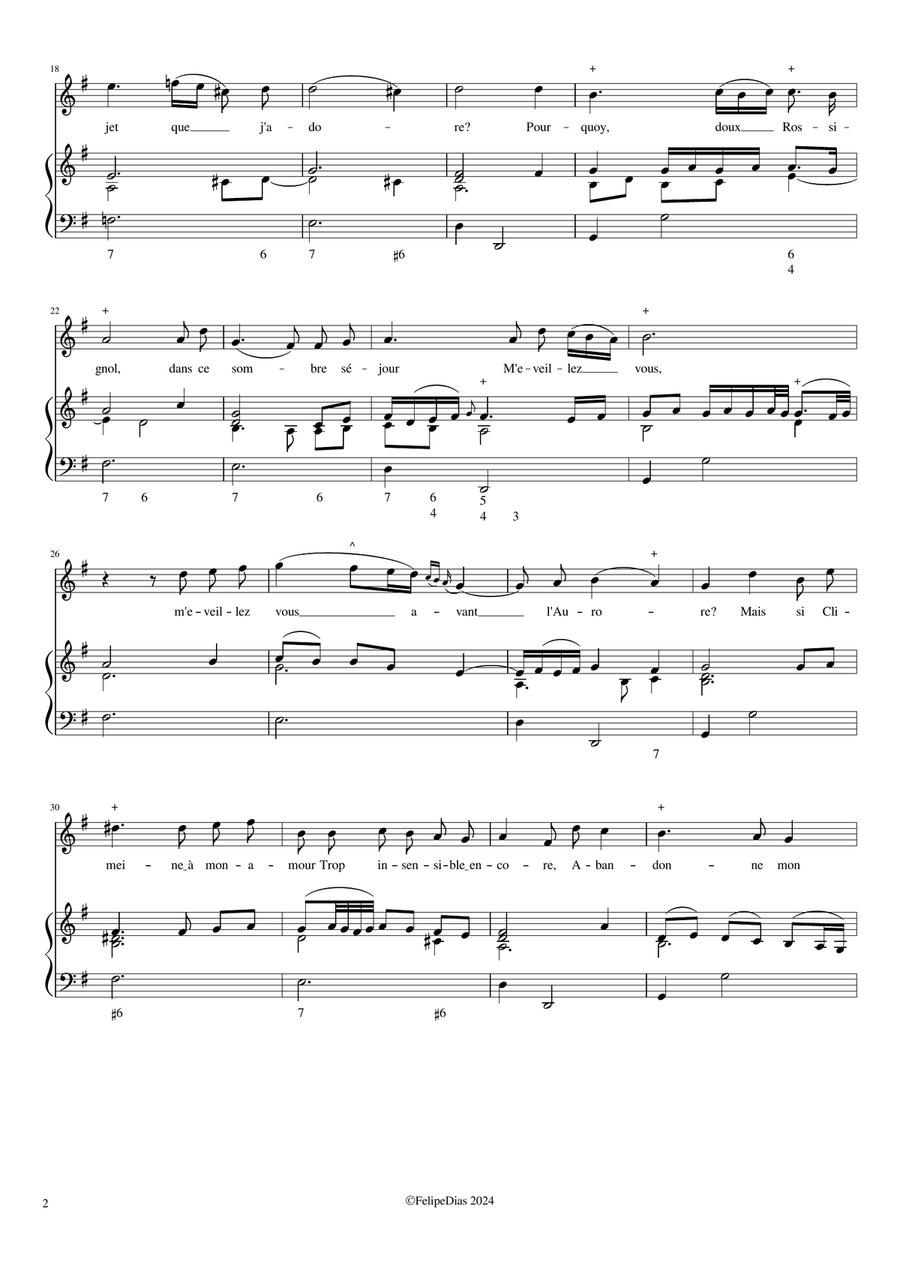 Pourquoy doux Rossignol (with continuo realization) Piano, Vocal scores gallery preview page 2