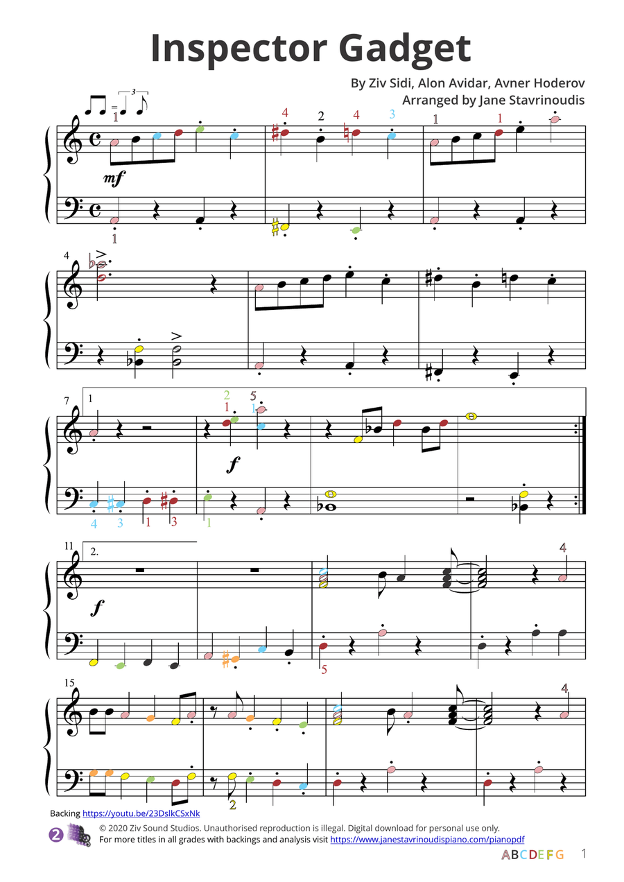 Inspector Gadget Easy Piano scores gallery preview page 3