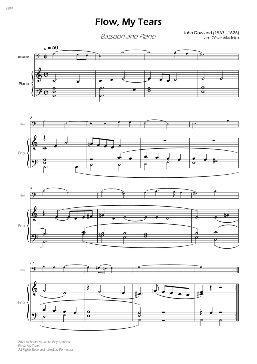Flow My Tears - Bassoon and Piano (Full Score and Parts) Bassoon Solo scores gallery preview page 3