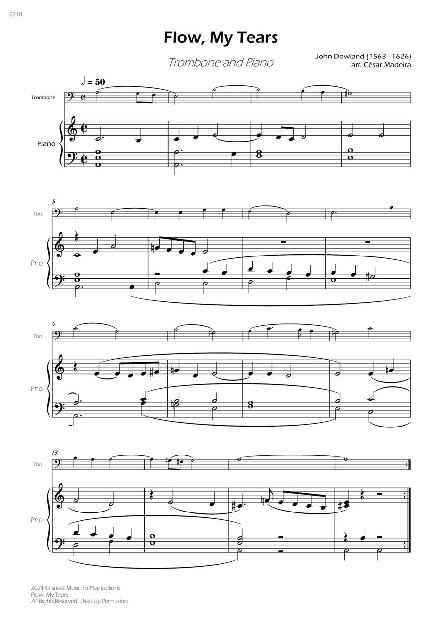 Flow My Tears - Trombone and Piano (Full Score and Parts) Piano scores gallery preview page 3