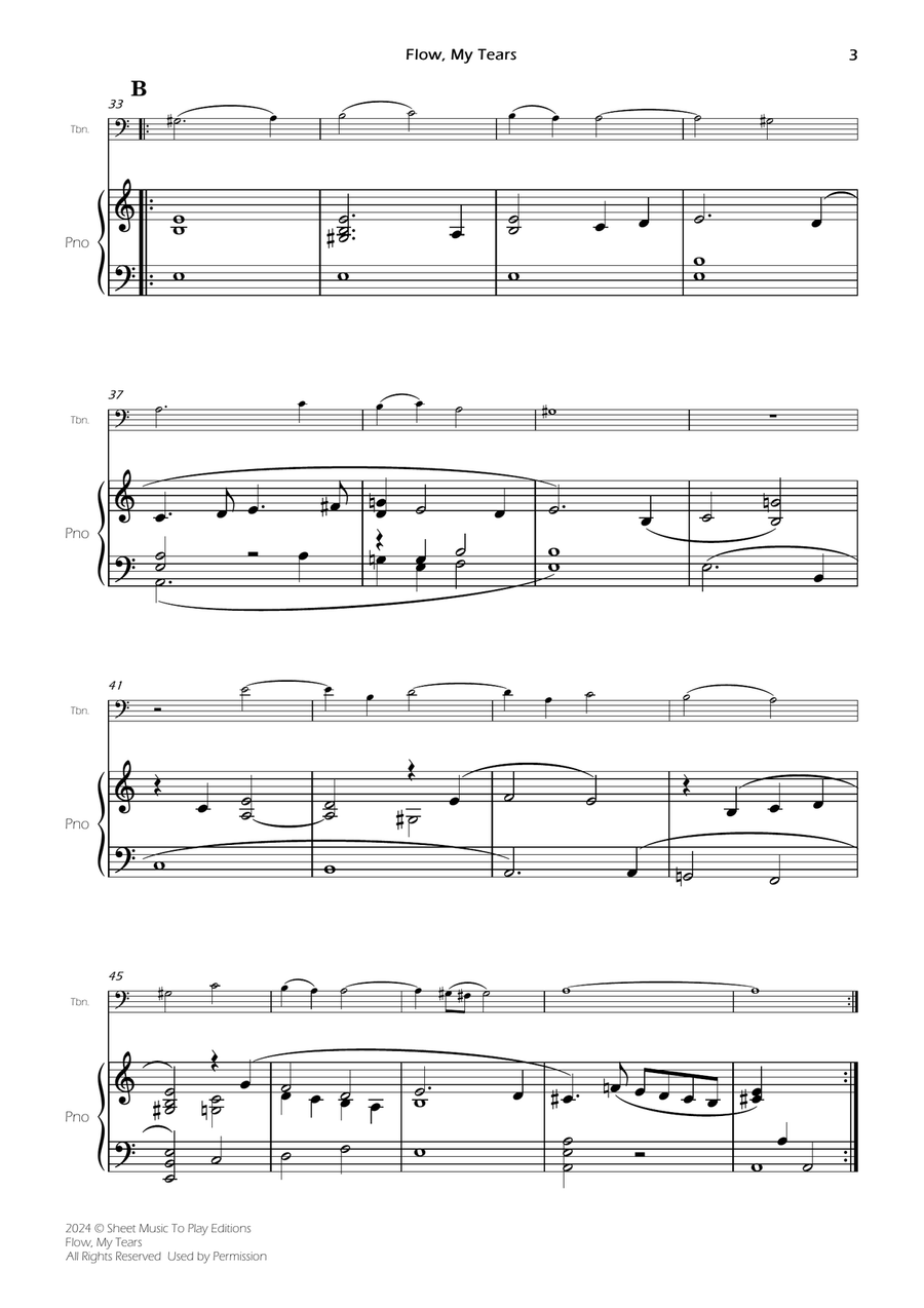 Flow My Tears - Trombone and Piano (Full Score and Parts) Piano scores gallery preview page 5