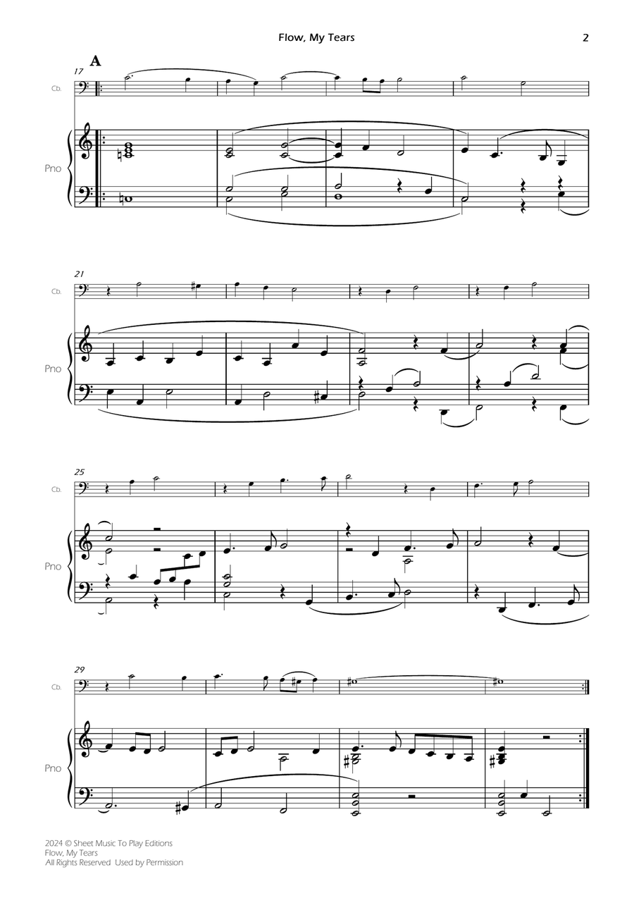 Flow My Tears - Contrabass and Piano (Full Score and Parts) Double Bass scores gallery preview page 4