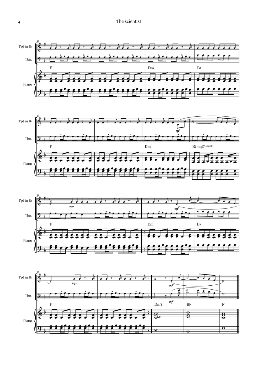 The Scientist Brass Duet scores gallery preview page 4