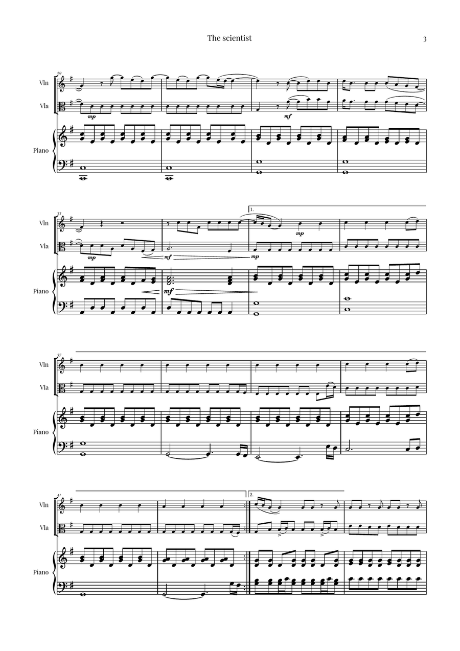 The Scientist String Duet scores gallery preview page 3