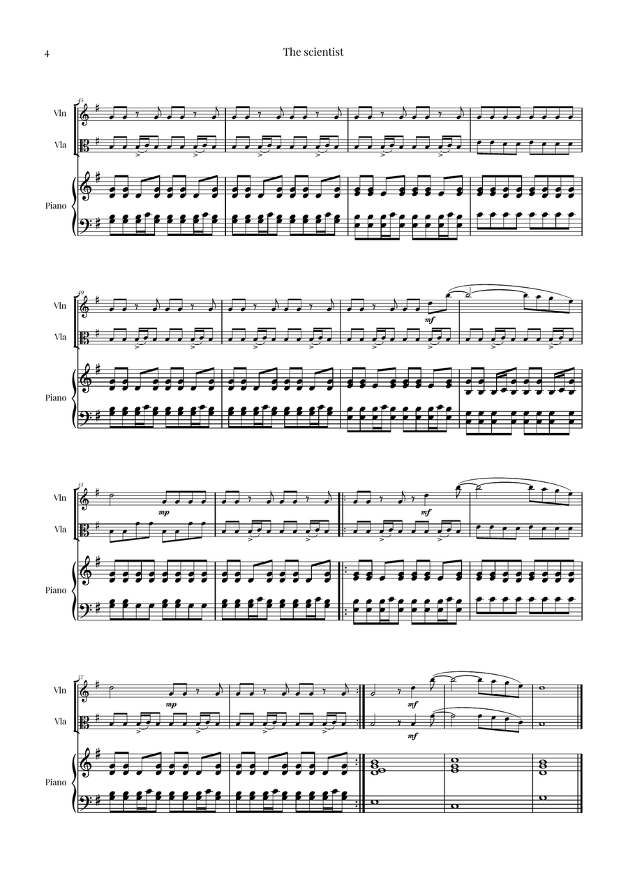 The Scientist String Duet scores gallery preview page 4