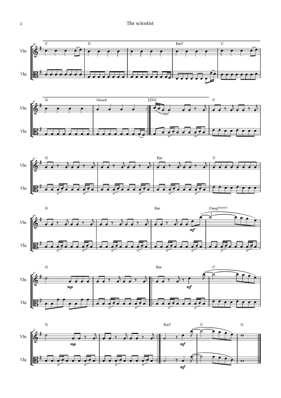 The Scientist String Duet scores gallery preview page 2
