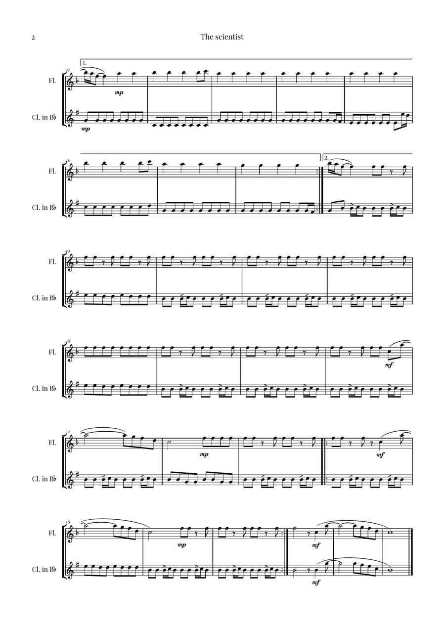 The Scientist Woodwind Duet scores gallery preview page 2