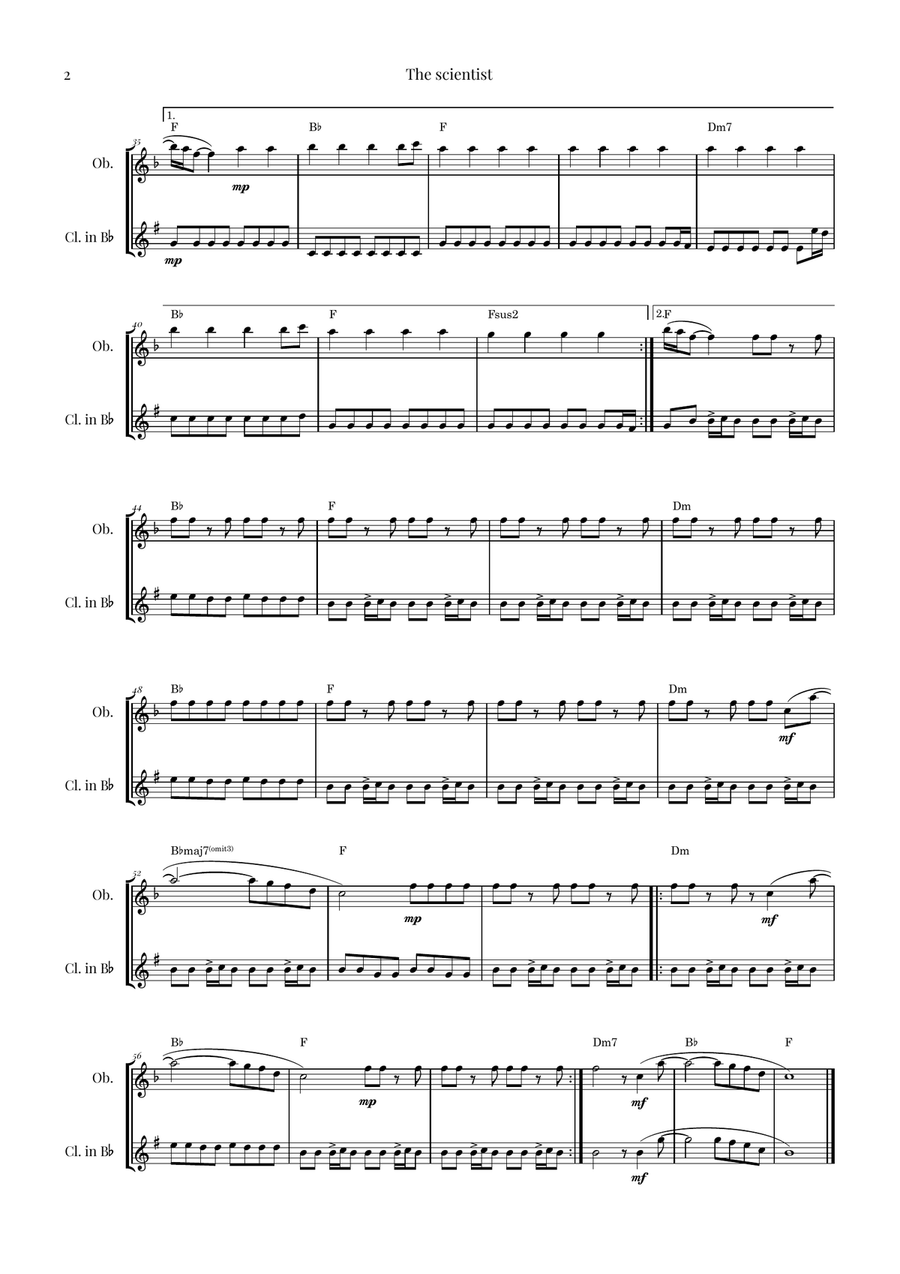 The Scientist Woodwind Duet scores gallery preview page 2