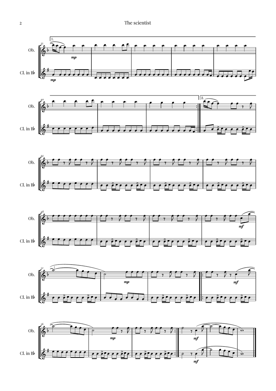 The Scientist Woodwind Duet scores gallery preview page 2
