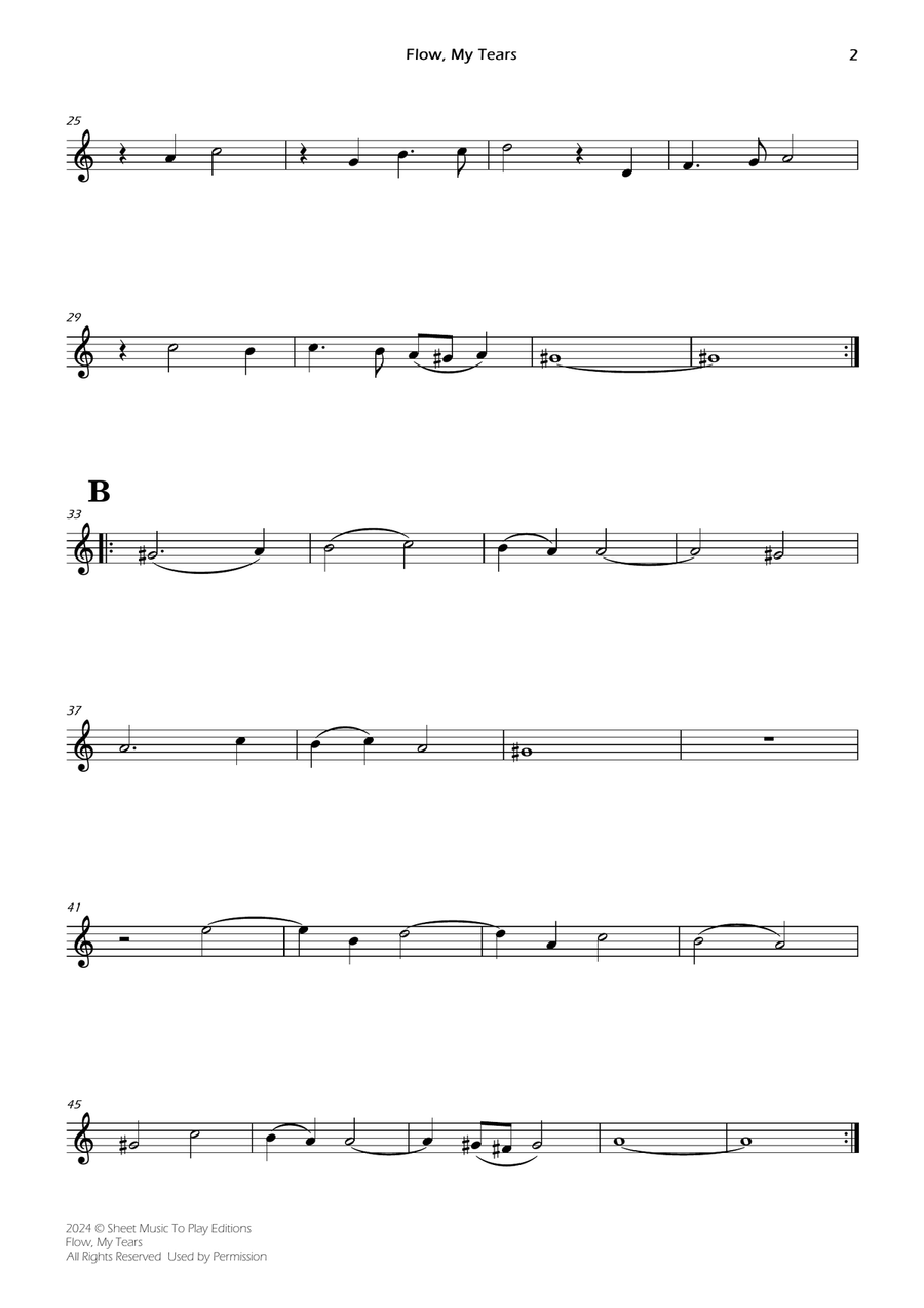 Flow My Tears - Bb Clarinet and Piano (Individual Parts) B-Flat Clarinet scores gallery preview page 2