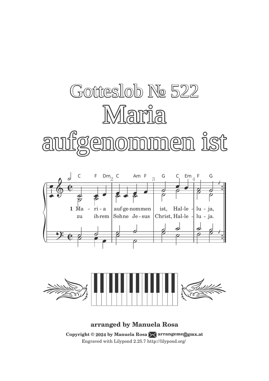 Maria aufgenommen ist (Gotteslob 522) Piano Solo scores gallery preview page 2