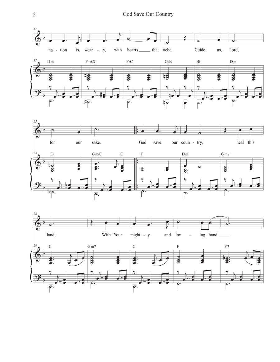 God Save Our Country (Unison choir - High Key) Unison Choir scores gallery preview page 2
