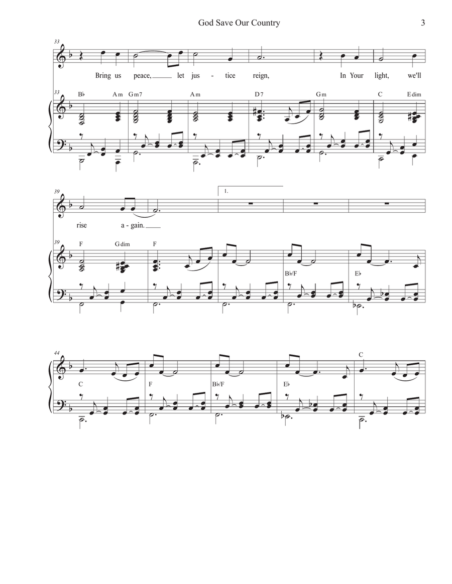 God Save Our Country (Unison choir - High Key) Unison Choir scores gallery preview page 3