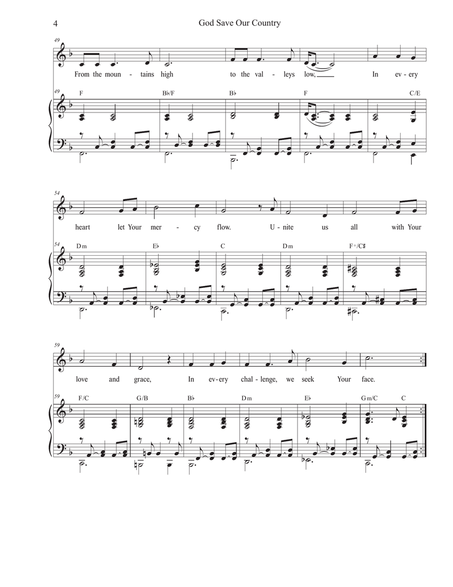 God Save Our Country (Unison choir - High Key) Unison Choir scores gallery preview page 4