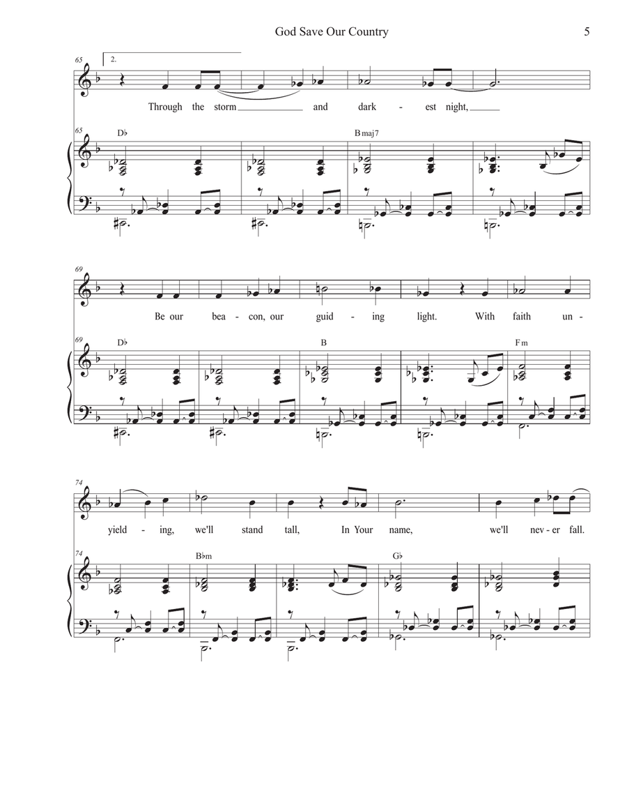 God Save Our Country (Unison choir - High Key) Unison Choir scores gallery preview page 5