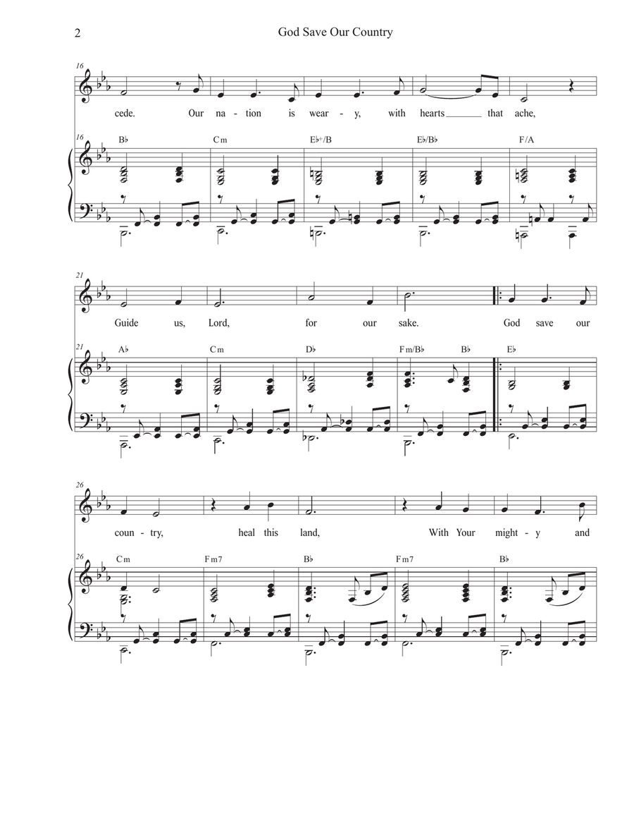 God Save Our Country (Vocal solo - Medium Key) Piano, Vocal scores gallery preview page 2