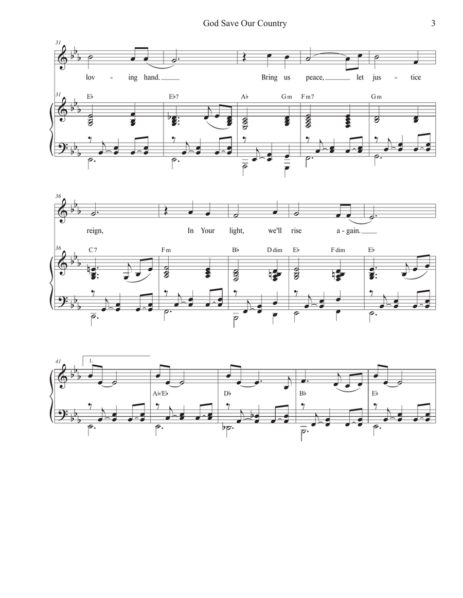 God Save Our Country (Vocal solo - Medium Key) Piano, Vocal scores gallery preview page 3