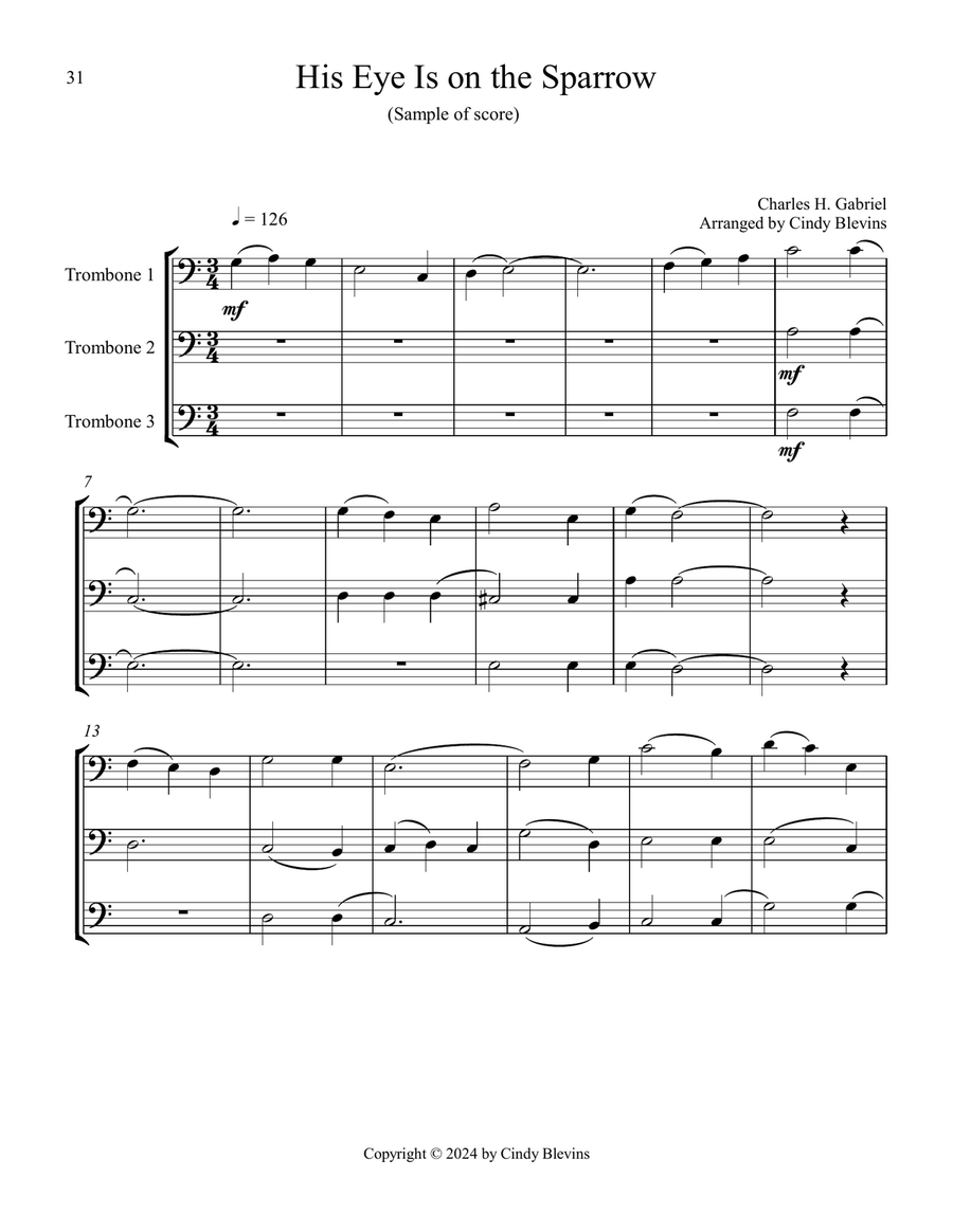 12 Favorite Hymns, Book 2, Trombone Trios Trombone Trio scores gallery preview page 3
