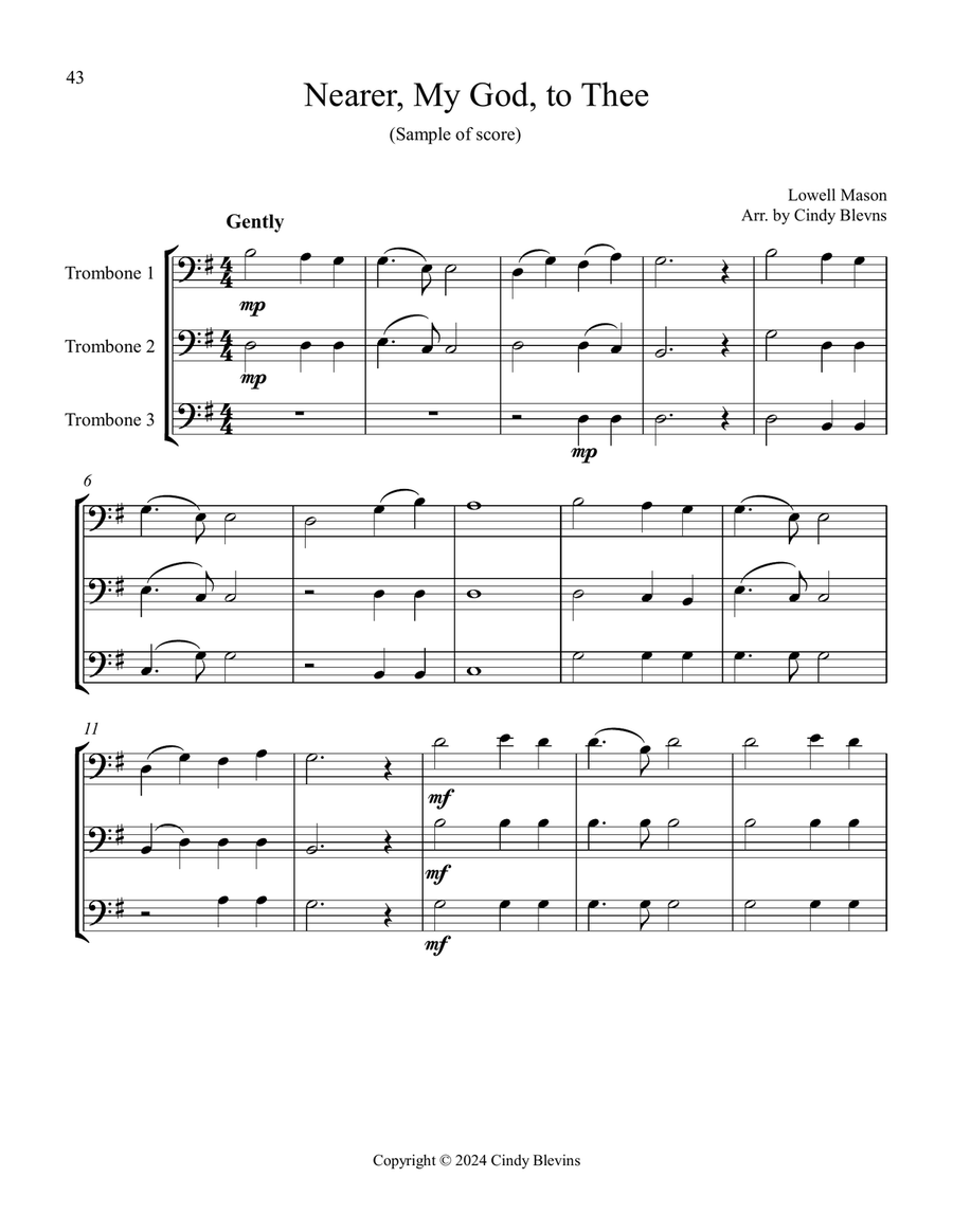 12 Favorite Hymns, Book 2, Trombone Trios Trombone Trio scores gallery preview page 4