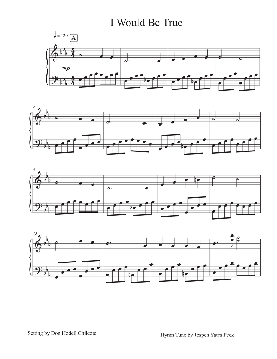 I Would Be True I Would Be True Piano, Vocal, Guitar scores gallery preview page 2