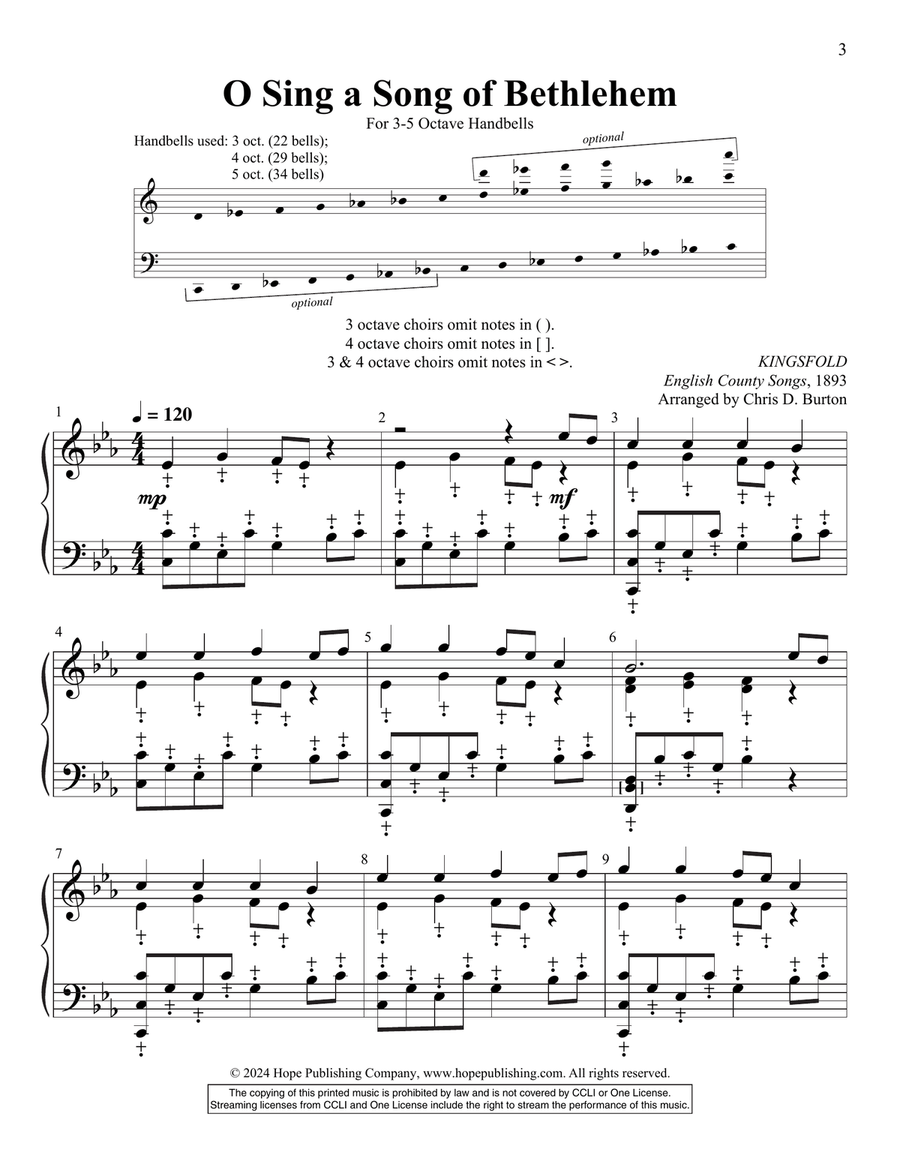O Sing a Song of Bethlehem 5-Octaves scores gallery preview page 3