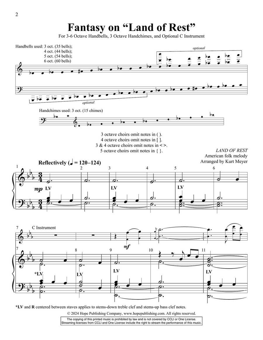 Fantasy on Land of Rest Fantasy on Land of Rest Handbell Choir scores gallery preview page 2